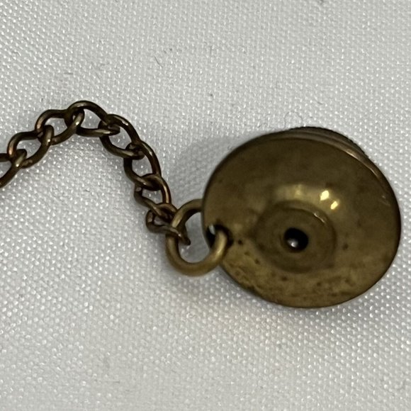 Vintage Gold Tone Winged Angel Tie Tack With Chain Guardian Angel Cherub - Picture 6 of 11